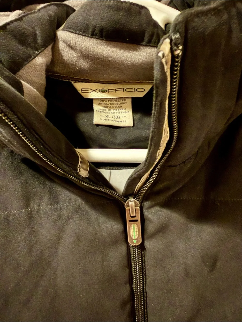 ExOfficio Black Quilted Women's Vest with Detachable Hood Cozy Warm XL Puffer